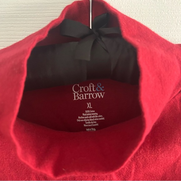 Croft & Barrow Long Sleeve Mock-Neck Top, Red, size XL - Picture 3 of 4